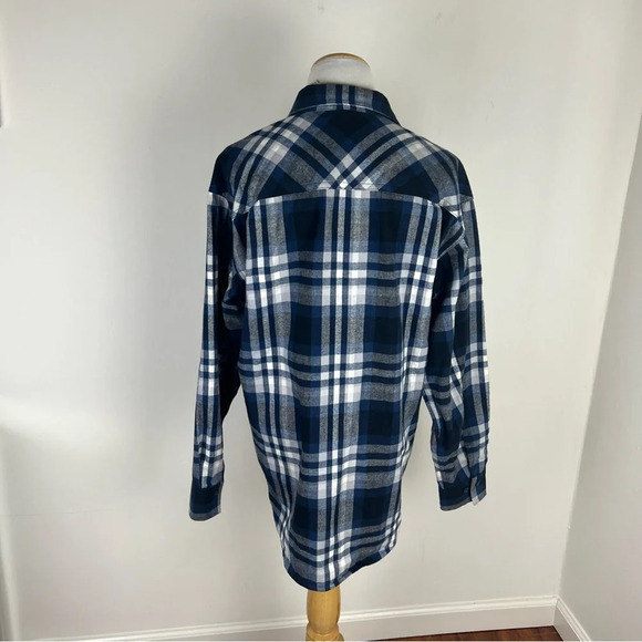 ARITZIA The Group by Babaton Fisher Flannel Button Down Shirt Size S Blue B2 - Picture 3 of 6